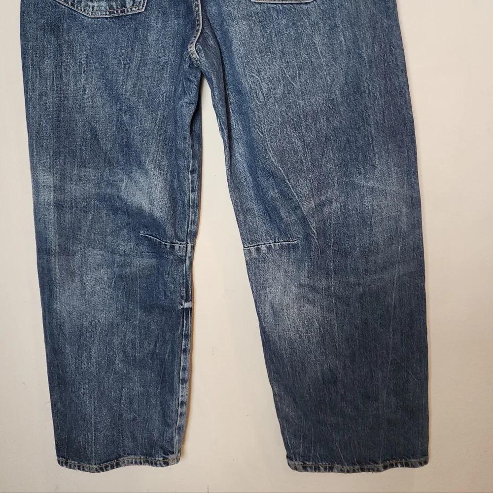Zara Barrel Jeans Women's Size 10 Medium Wash Rigid Denim 29" Inseam Hi-Rise - Picture 11 of 16